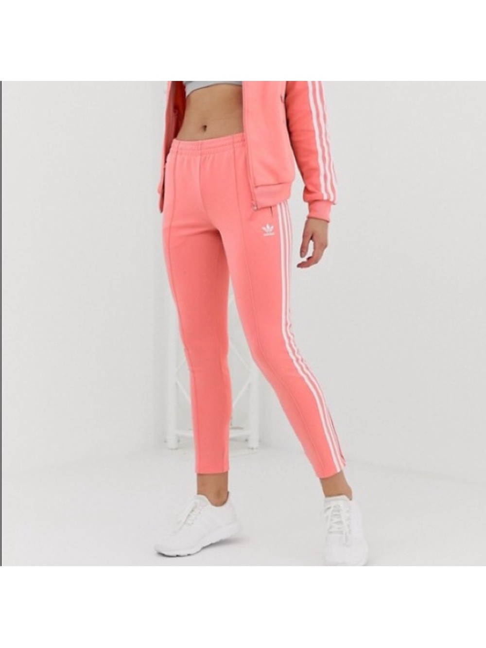 adidas Women’s Pink Track Joggers with Side Stripes - Picture 8 of 11